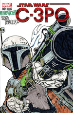 DF MARVEL COMICS STAR WARS COMMISSIONED COVER ART SIGNED AND REMARKED BY MARIANO NICIEZA AND JOE DELBEATO WITH A MANDALORIAN SKETCH thumbnail