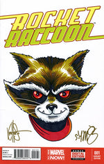 DF ROCKET RACCOON #1 BLANK VARIANT SIGNED BY SKOTTIE YOUNG AND REMARKED BY KEN HAESER WITH A ROCKET SKETCH thumbnail