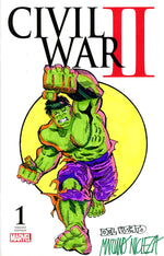 DF MARVEL COMICS COMMISSIONED COVER ART SIGNED AND REMARKED BY MARIANO NICIEZA AND JOE DELBEATO WITH A HULK SKETCH ALLOCATIONS MAY OCCUR thumbnail