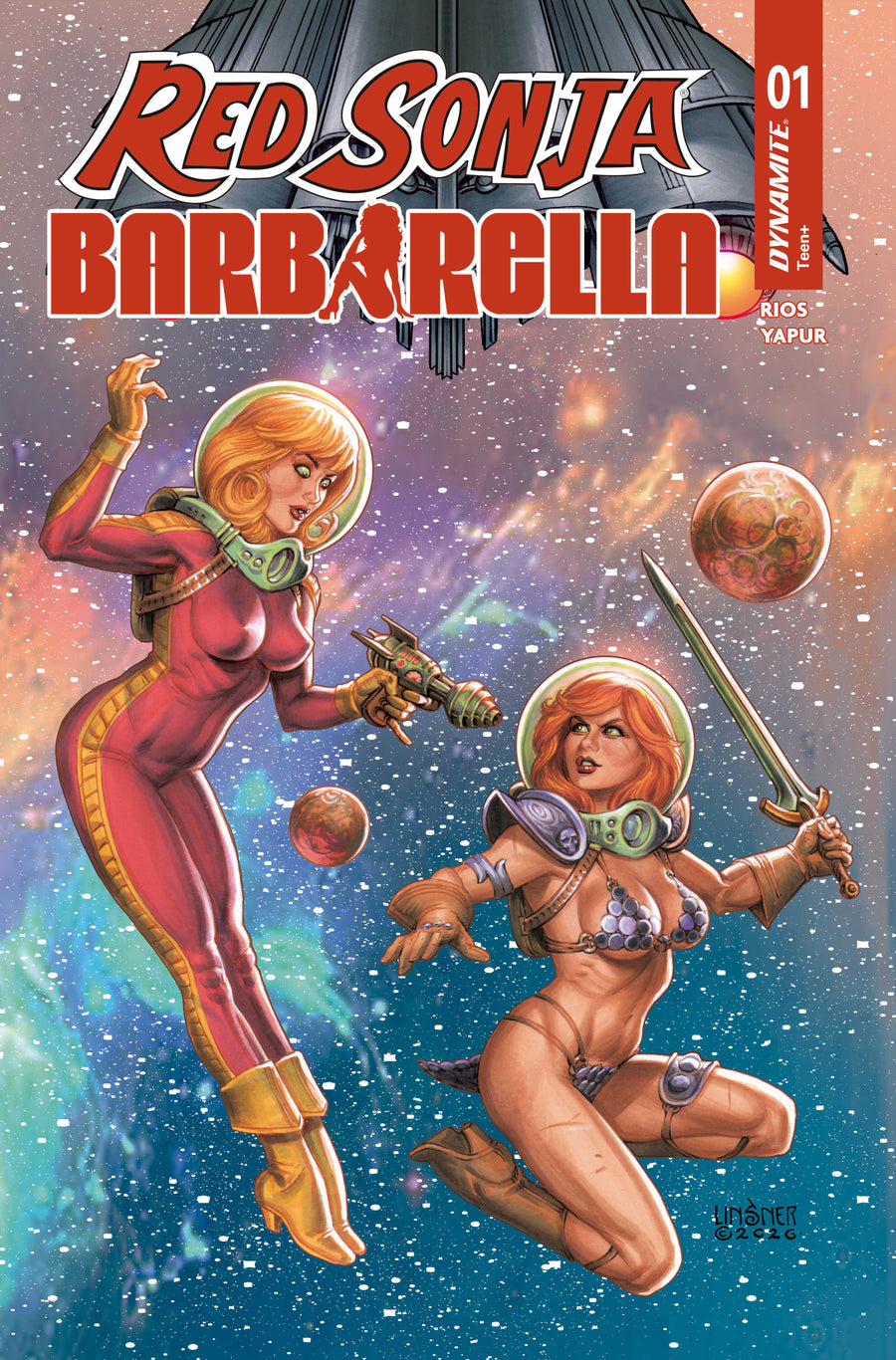 RED SONJA BARBARELLA #1 CVR F JOSEPH MICHAEL LINSNER FOIL VAR