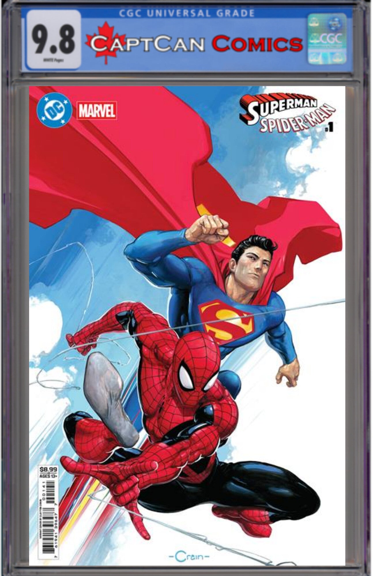DC MARVEL SUPERMAN SPIDER-MAN #1 (ONE SHOT) CVR D CLAYTON CRAIN CARD STOCK VAR