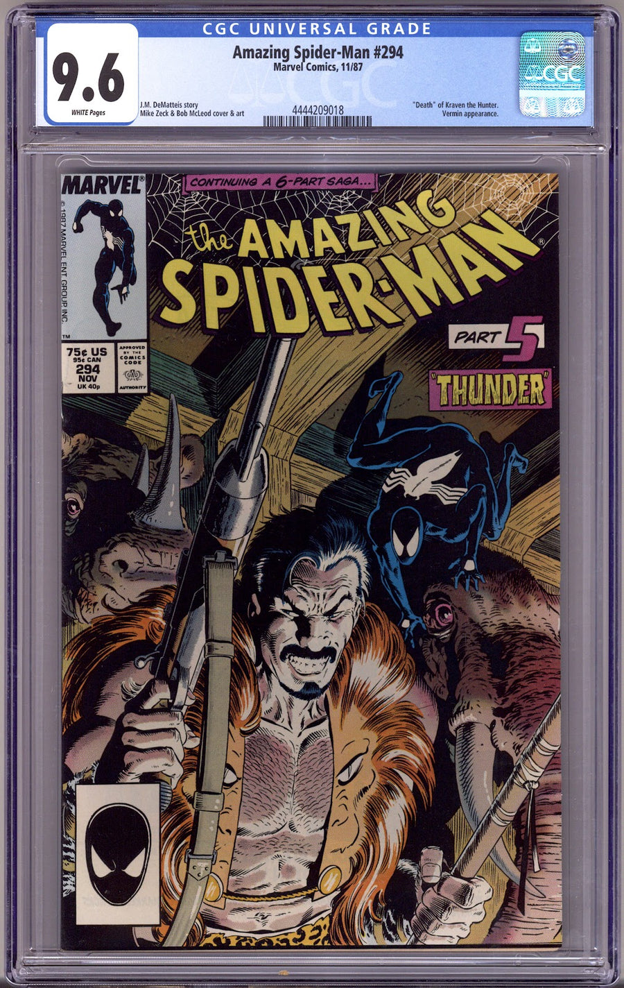 The Amazing Spider-Man Vol 1 294 CGC 9.6 (NM+)   (1987)