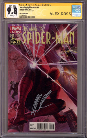 The Amazing Spider-Man Vol 3 1 CGC 9.8 (NM/M) (2014) Ross Incentive Variant Signed x1 Cover Alex Ross