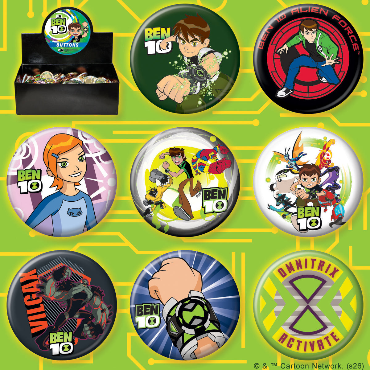 ATA-BOY BEN 10 144 PIECE BUTTON ASST (NET)