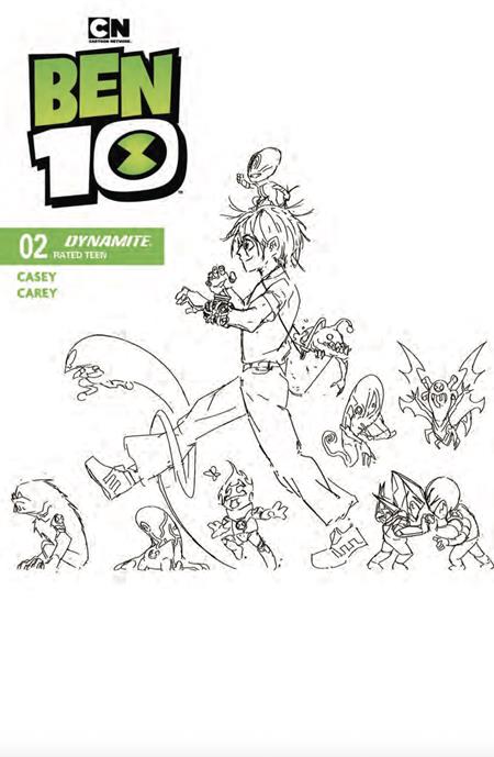 BEN 10 #2 CVR ZI DYNAMITE COM LUCAS LEE GARZA LINE ART B&W TRADE DRESS VAR