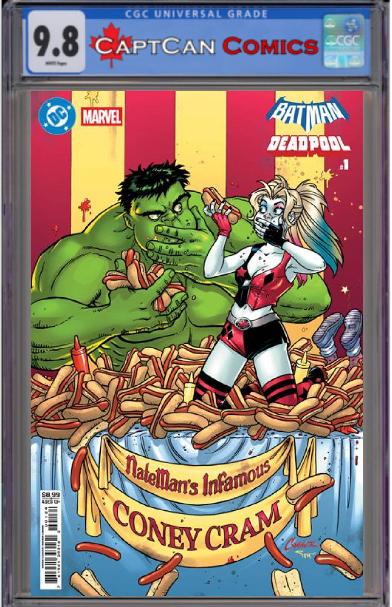 DC MARVEL BATMAN DEADPOOL #1 (ONE SHOT) CVR F AMANDA CONNER HARLEY QUINN HULK CARD STOCK VAR