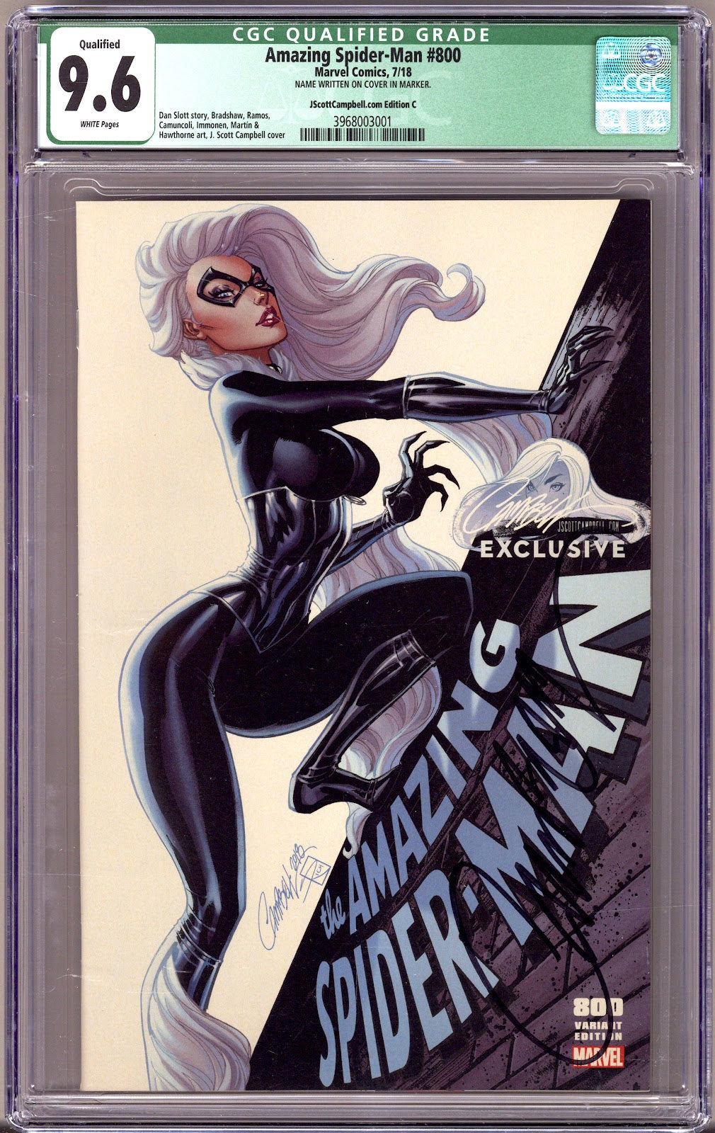 Amazing Spider-Man Vol 4 800 CGC 9.6 (NM+) (2018) Campbell Exclusive Variant Signed x1 Cover J. Scott Campbell (Qualified) 