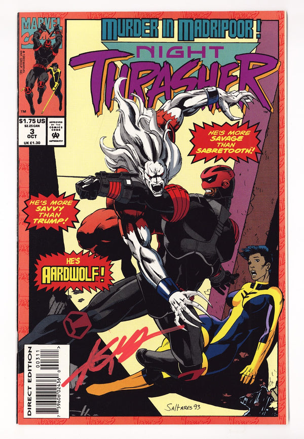 Night Thrasher Vol 1 3 NM- (9.2) (1993) Signed x1 Cover Ken Lashley