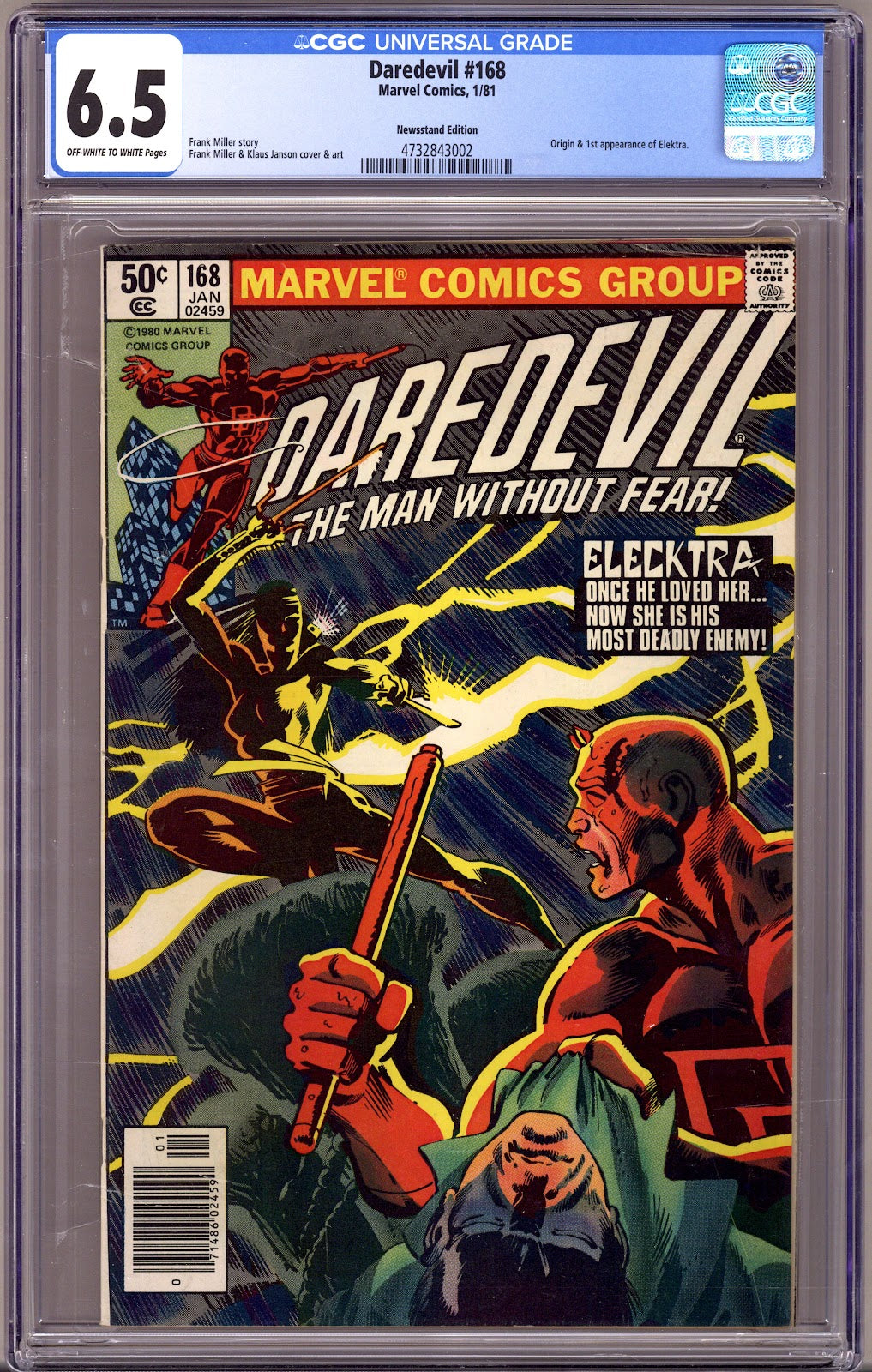 Daredevil Vol 1 168 CGC 6.5 (FN+)   (1981)   Newsstand  