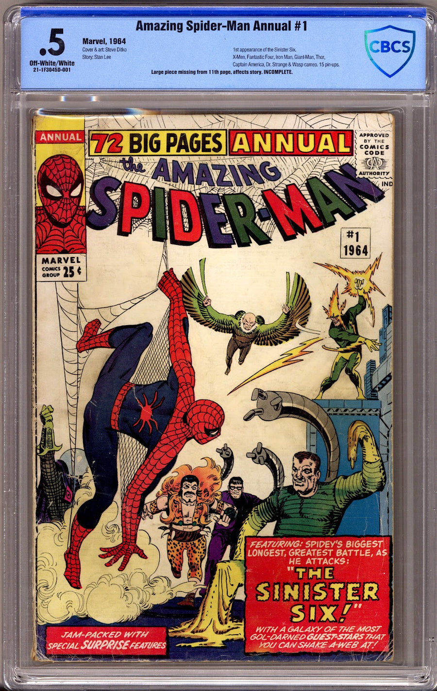The Amazing Spider-Man Annual Vol 1 1 CBCS 0.5 (PR) Incomplete  (1964)