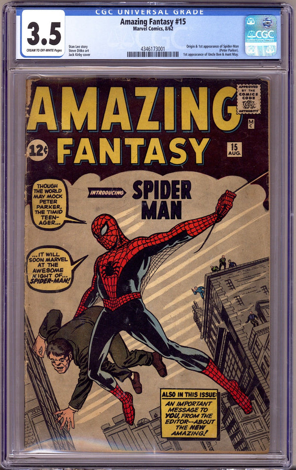 Amazing Fantasy Vol 1 15 CGC 3.5 (VG-)   (1962)     