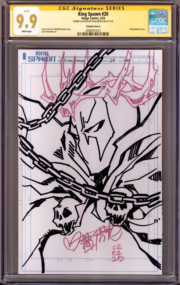 King Spawn   20 CGC 9.9 (MINT)   (2023) Blank  Variant  Signed / Remarked x1 Cover Rose Besch