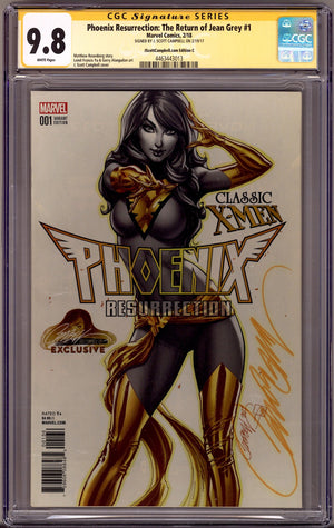 Phoenix Resurrection: The Return of Jean Grey 1 CGC 9.8 (NM/M) Cracked Case (2018) Campbell Exclusive Variant Signed x1 Cover J. Scott Campbell