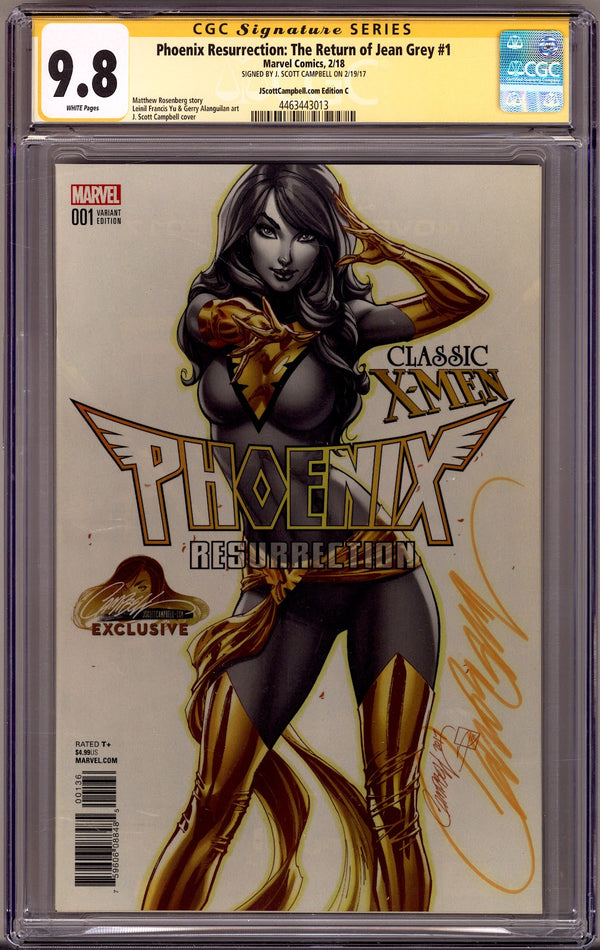 Phoenix Resurrection: The Return of Jean Grey 1 CGC 9.8 (NM/M) Cracked Case (2018) Campbell Exclusive Variant Signed x1 Cover J. Scott Campbell