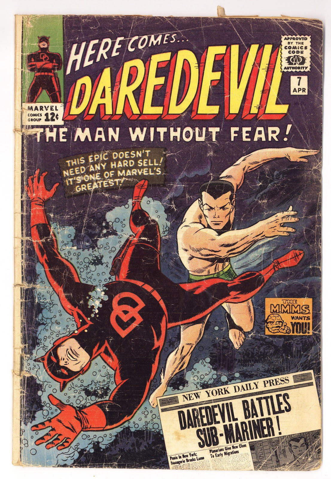 Daredevil Vol 1 7 FR (1.0) Pinup Missing (1965)  