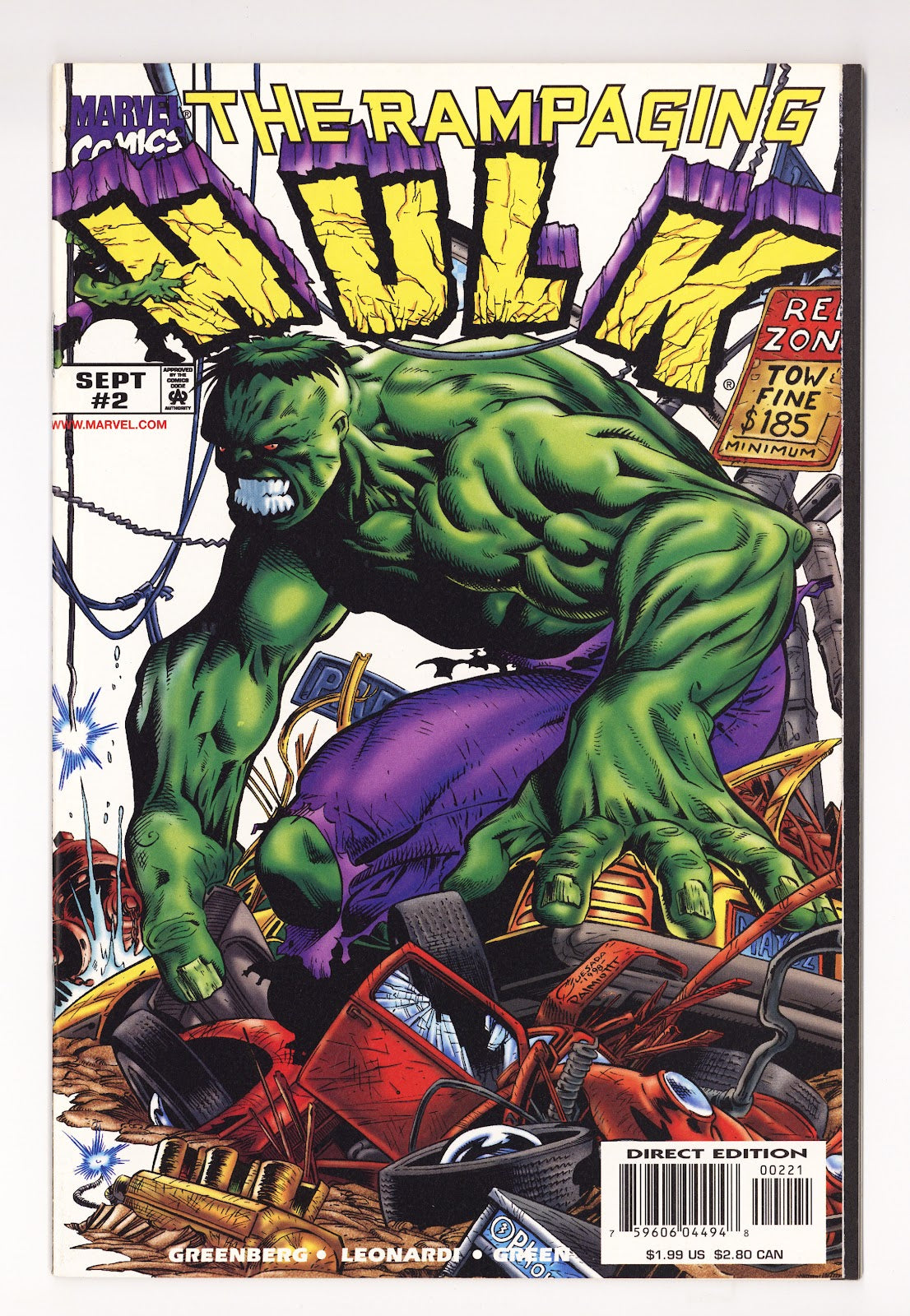 Rampaging Hulk Vol 2 2  High Grade   (1998) Quesada   Variant