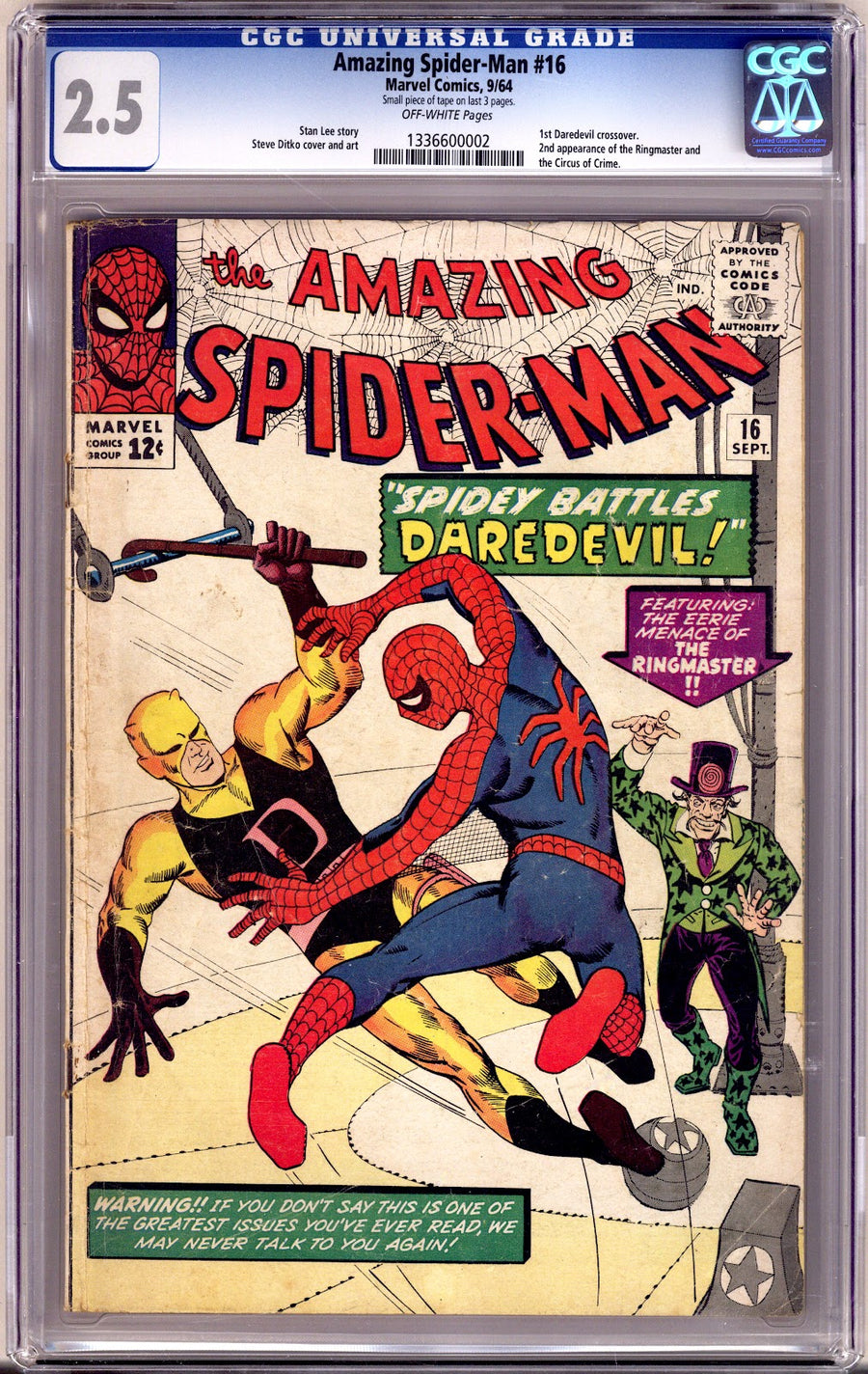 The Amazing Spider-Man Vol 1 16 CGC 2.5 (GD+)   (1964)