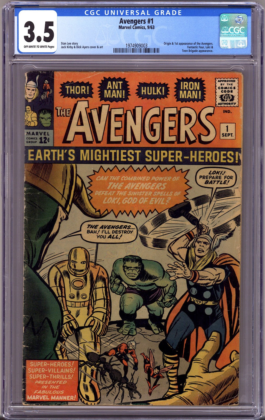 The Avengers Vol 1 1 CGC 3.5 (VG-)   (1963)