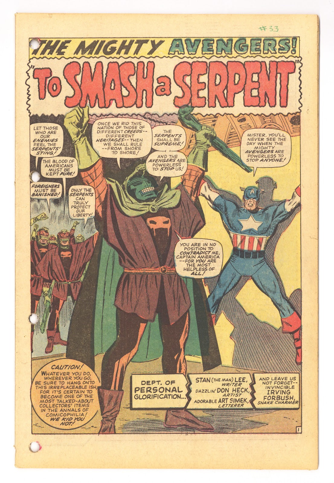 The Avengers Vol 1 33 Coverless (1966) 