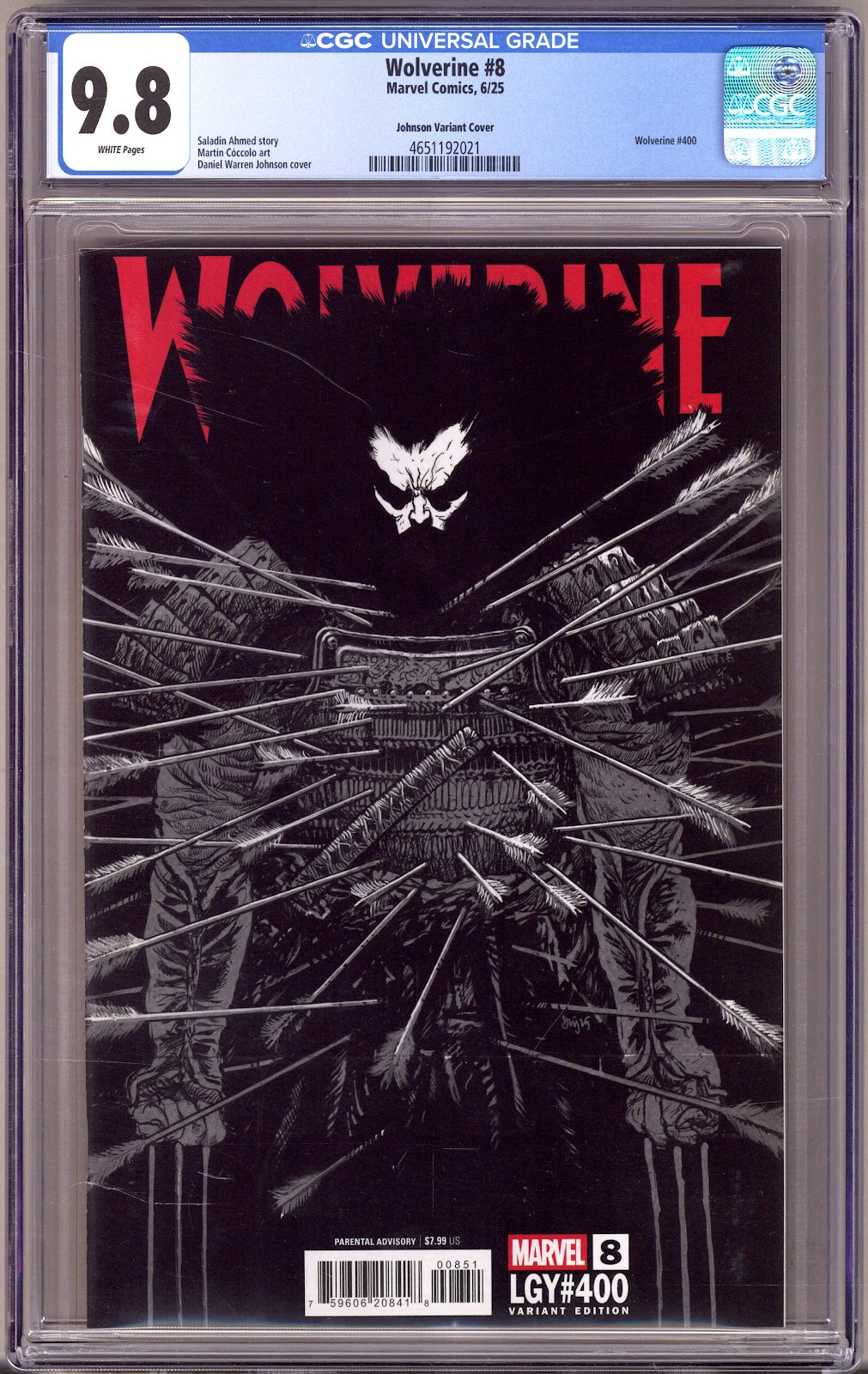 Wolverine Vol 8 8 (400) CGC 9.8 (NM/M)   (2025) Johnson   Variant  