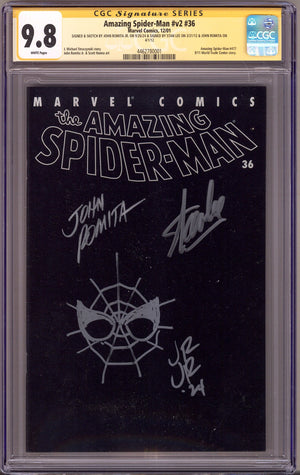 The Amazing Spider-Man Vol 2 36 CGC 9.8 (NM/M) (2001) Signed x3 Cover Stan Lee, John Romita Sr. & Jr.