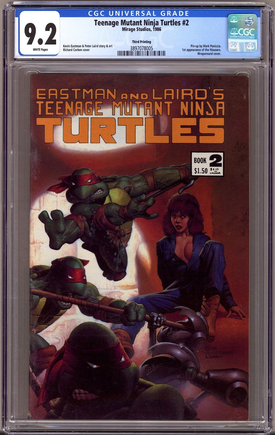 Teenage Mutant Ninja Turtles Vol 1 2 CGC 9.2 (NM-)   (1986)   3rd Print