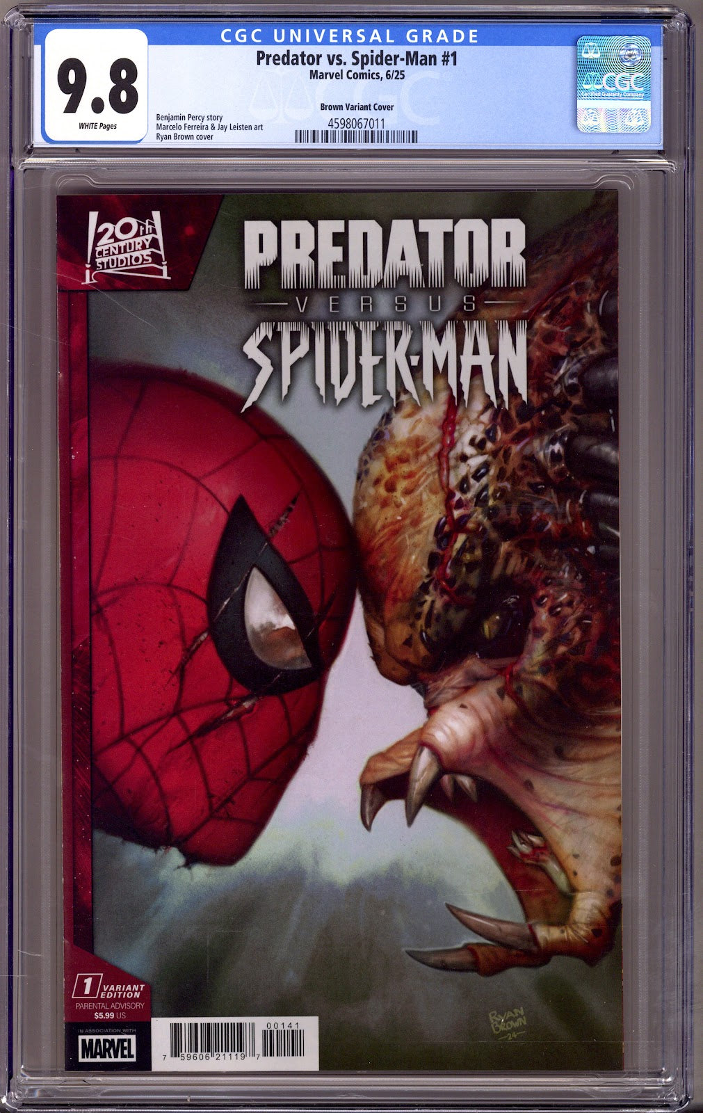 Predator vs. Spider-Man 1 CGC 9.8 (NM/M) (2025) Brown Variant 