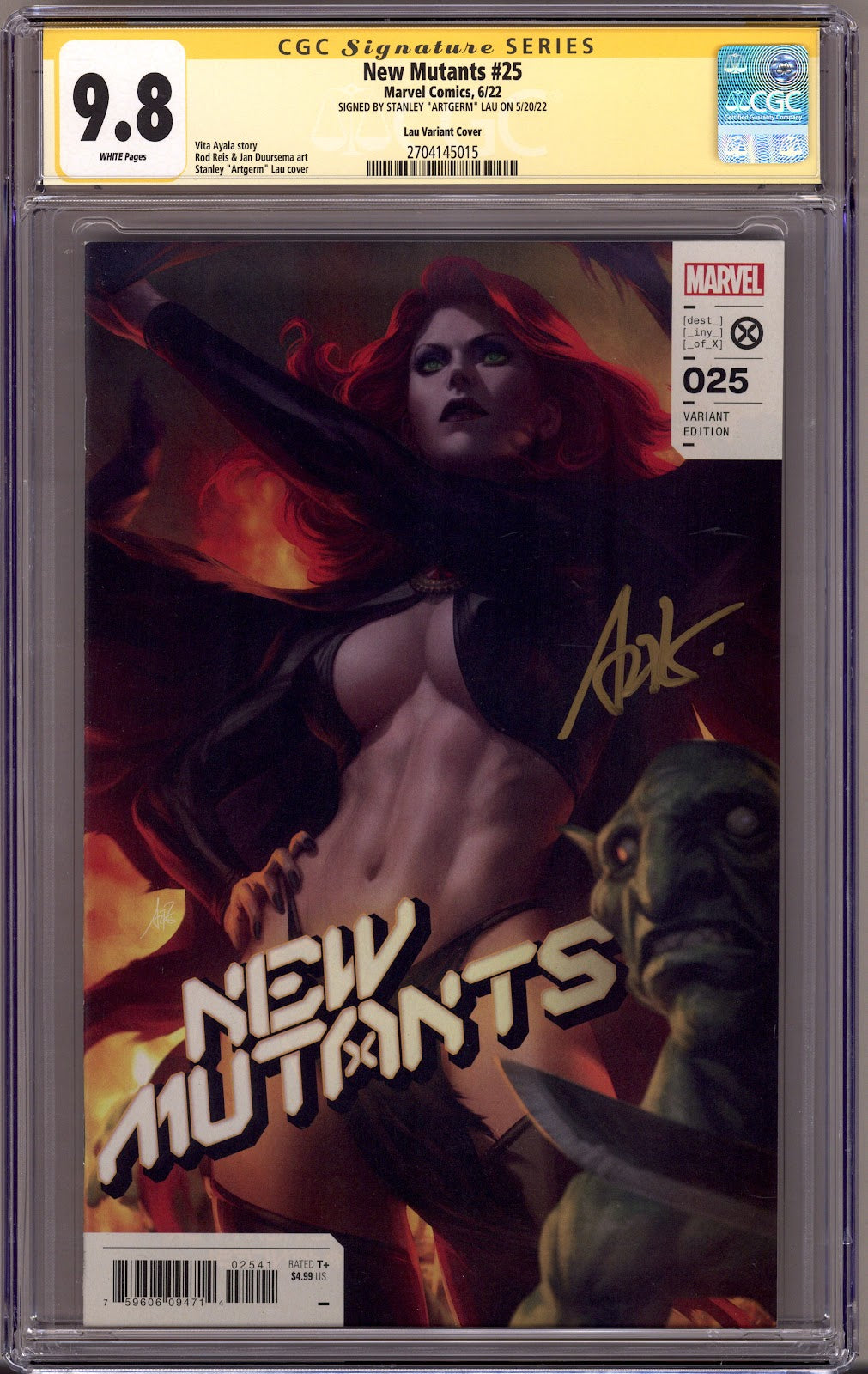 New Mutants Vol 4 25 CGC 9.8 (NM/M) (2022) Artgerm Variant Signed x1 Cover Artgerm 