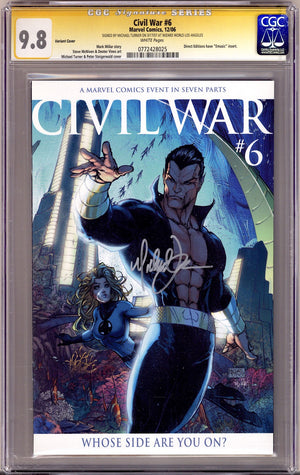 Civil War Vol 1 6 CGC 9.8 (NM/M) (2006) Turner Incentive Variant Signed x1 Cover Michael Turner