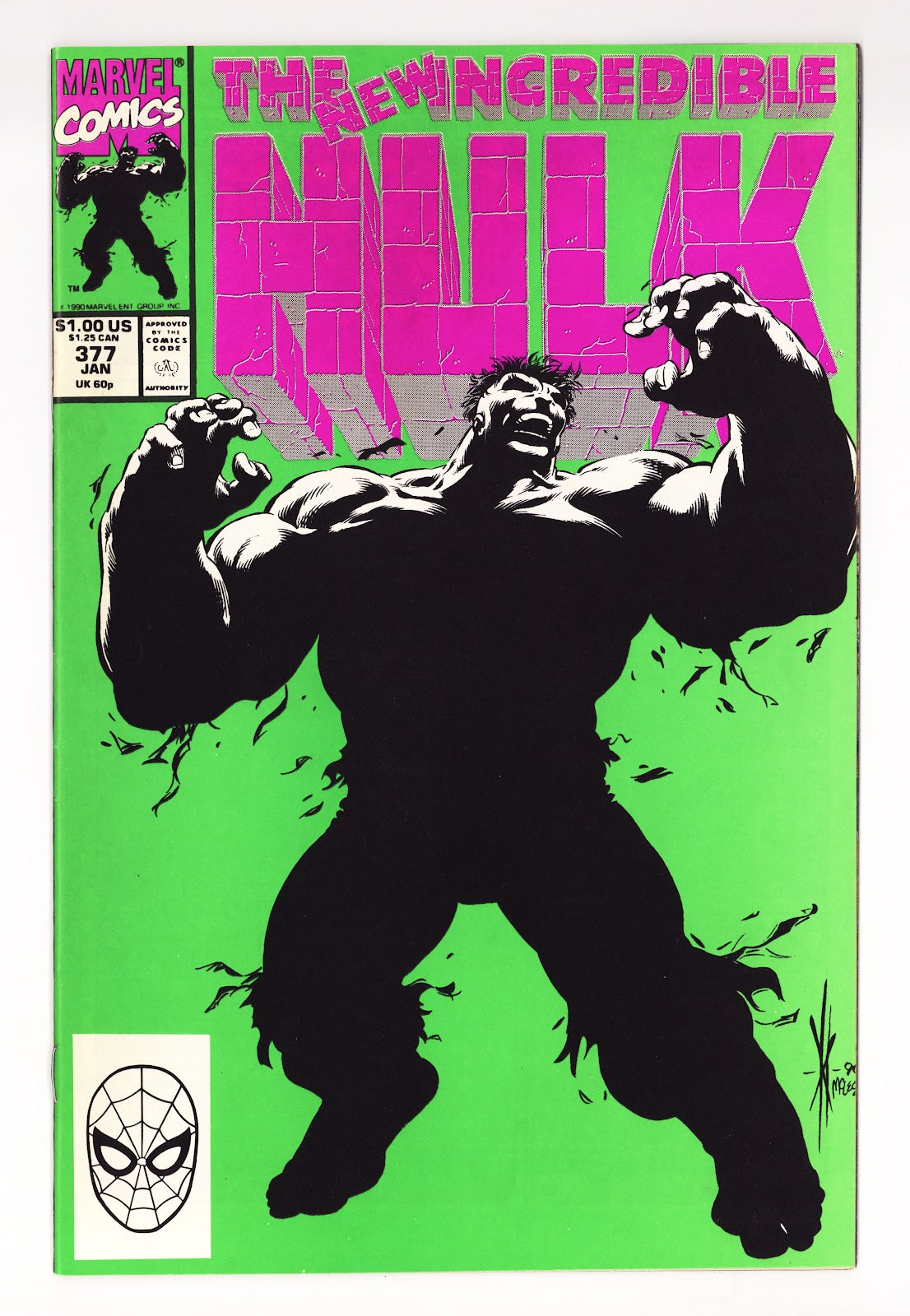 The Incredible Hulk Vol 1 377 VF/NM (9.0) (1991) Signed x2 1st Page Dale Keown & Bob McLeod 