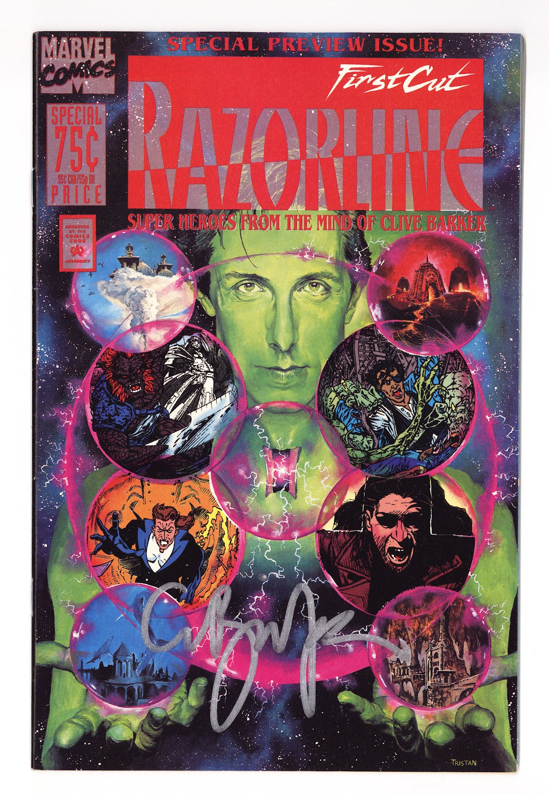 Razorline: The First Cut 1 VF/NM (9.0) (1993) Signed x1 Cover Clive Barker 