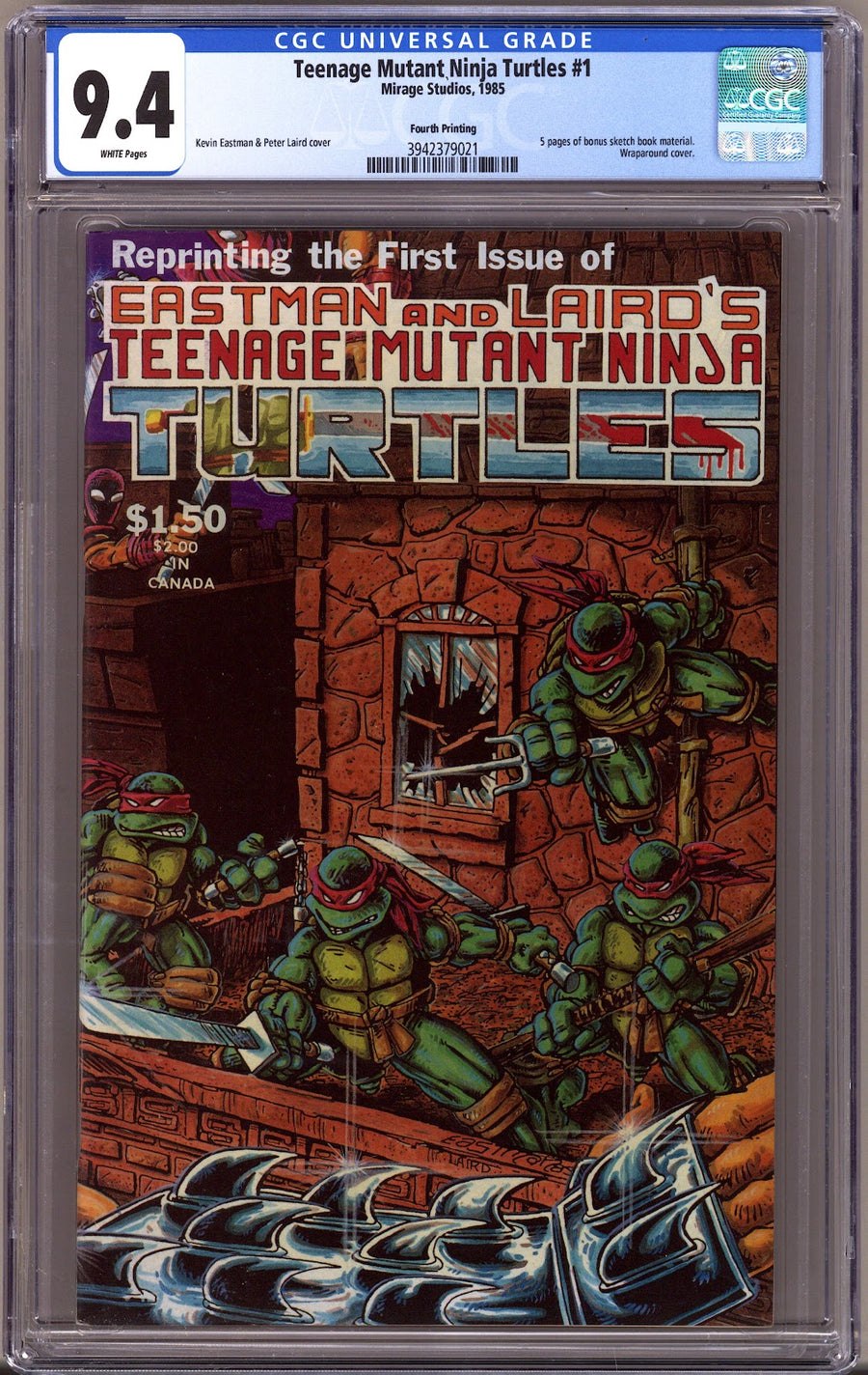 Teenage Mutant Ninja Turtles Vol 1 1 CGC 9.4 (NM) White Pages  (1985)   4th Print