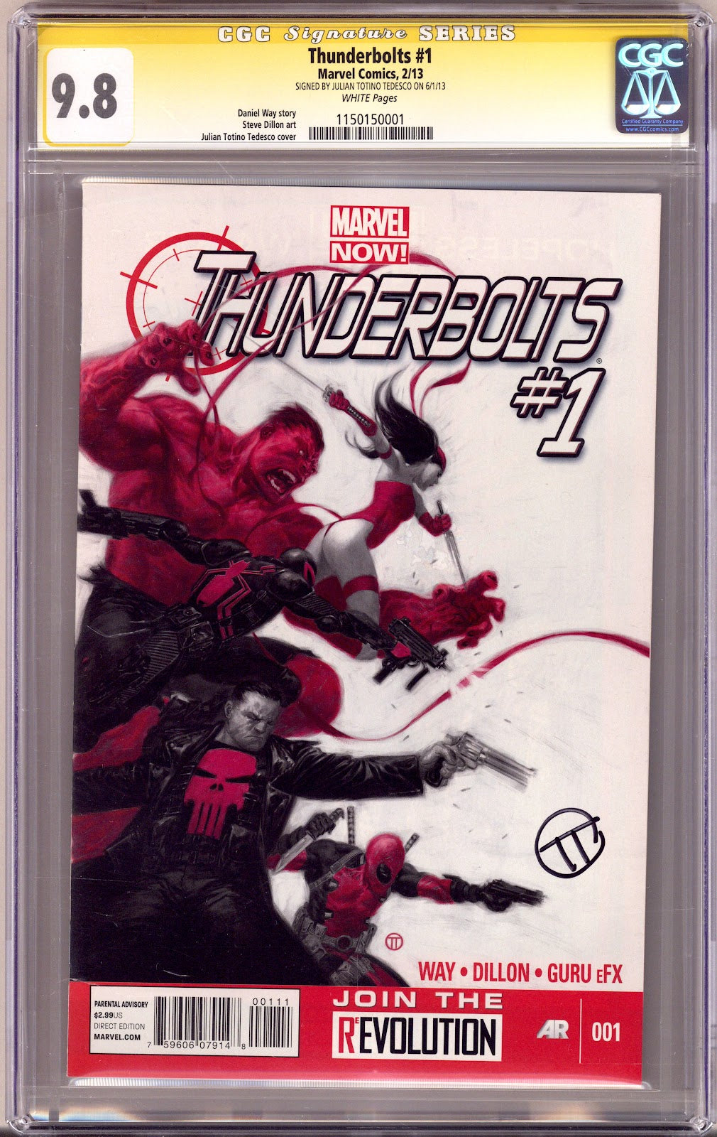 Thunderbolts Vol 2 1 CGC 9.8 (NM/M) (2013) Signed x1 Cover Julian Tedesco 