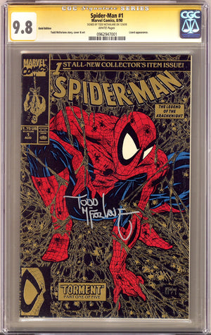 Spider-Man Vol 1 1 CGC 9.8 (NM/M)   (1990)   Gold 2nd Print  Signed x1 Cover Todd McFarlane