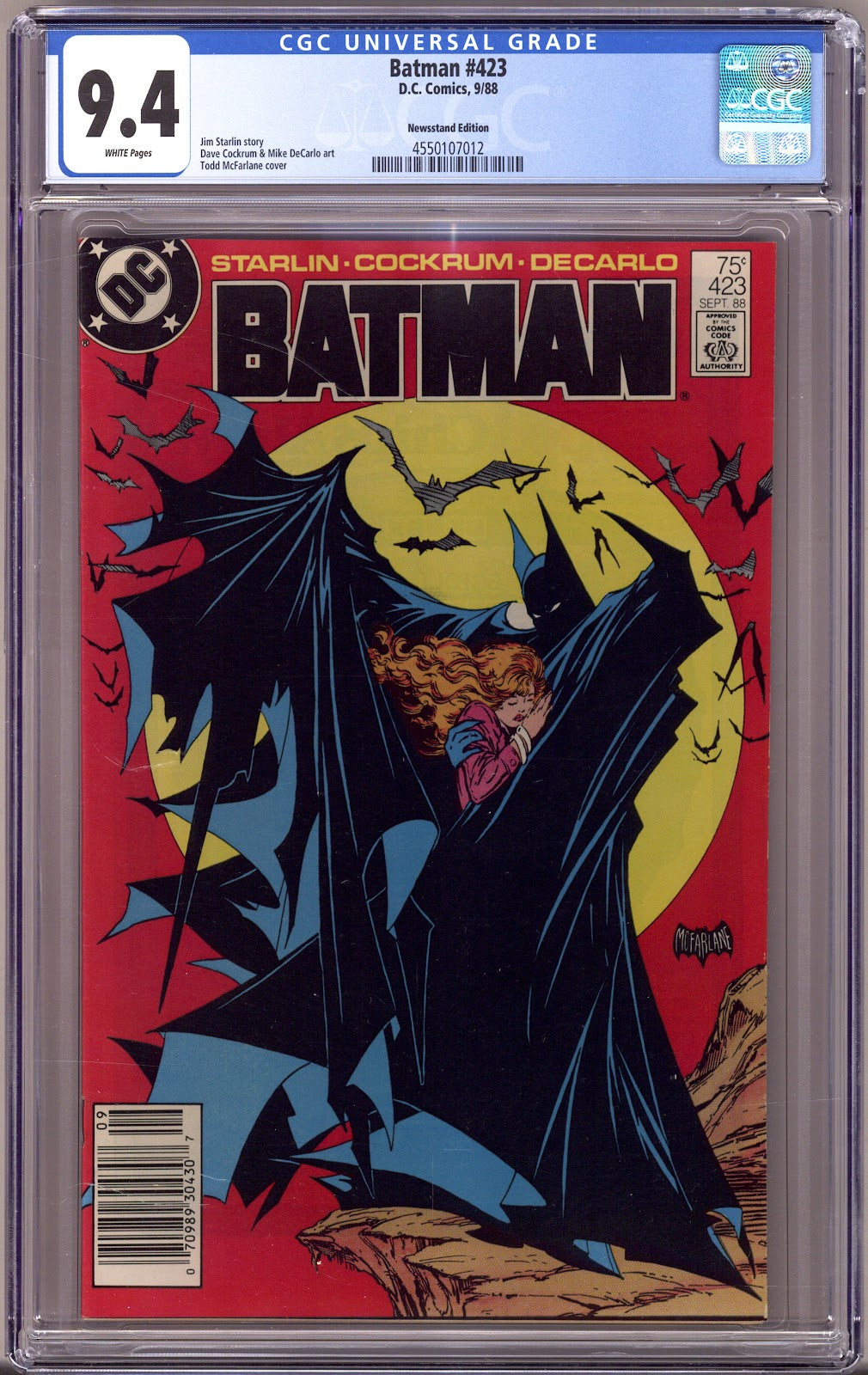 Batman Vol 1 423 CGC 9.4 (NM) (1988) Newsstand 
