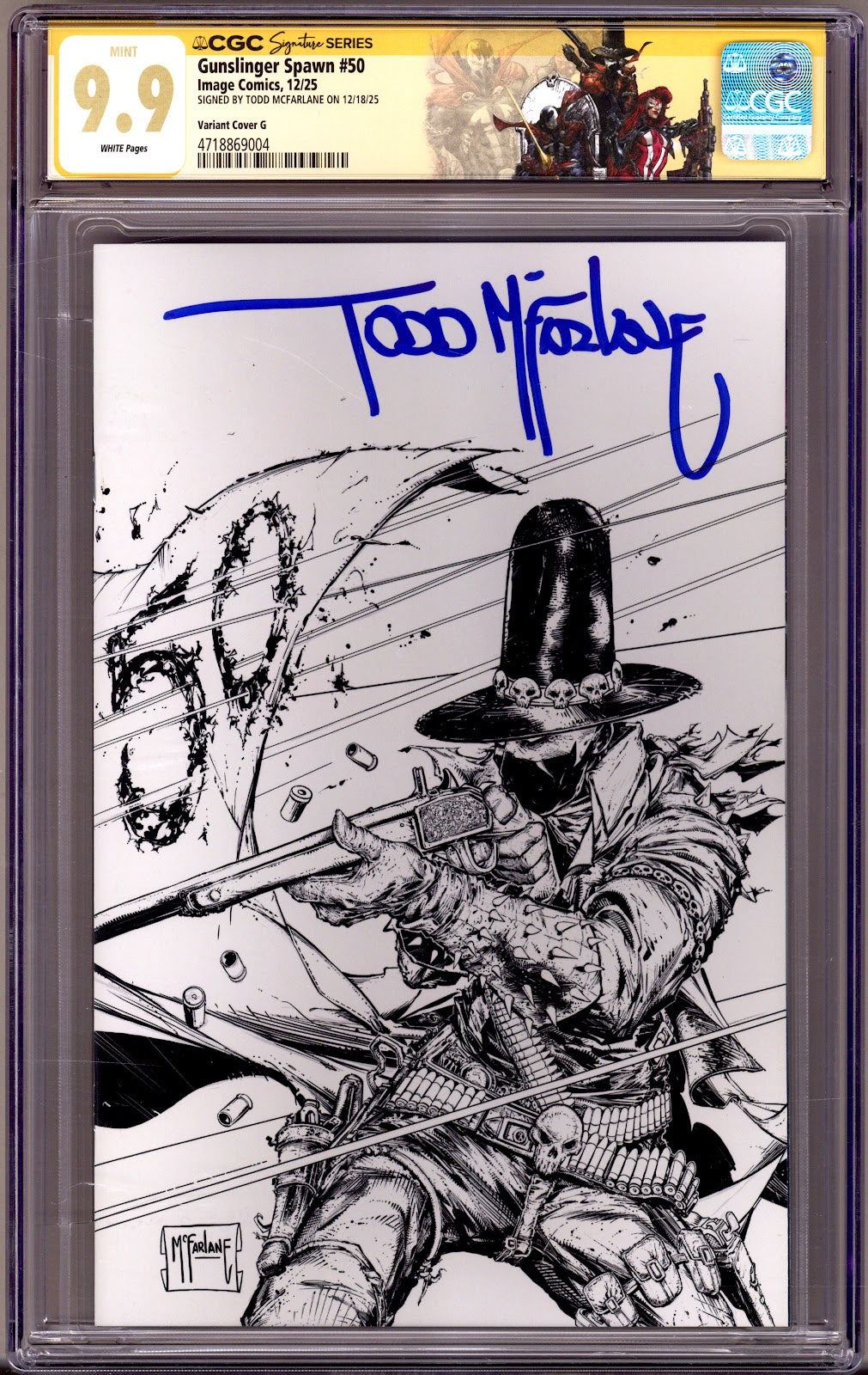 Gunslinger Spawn   50 CGC 9.9 (MINT)   (2026) McFarlane Virgin Sketch Incentive Variant  Signed x1 Cover Todd McFarlane 