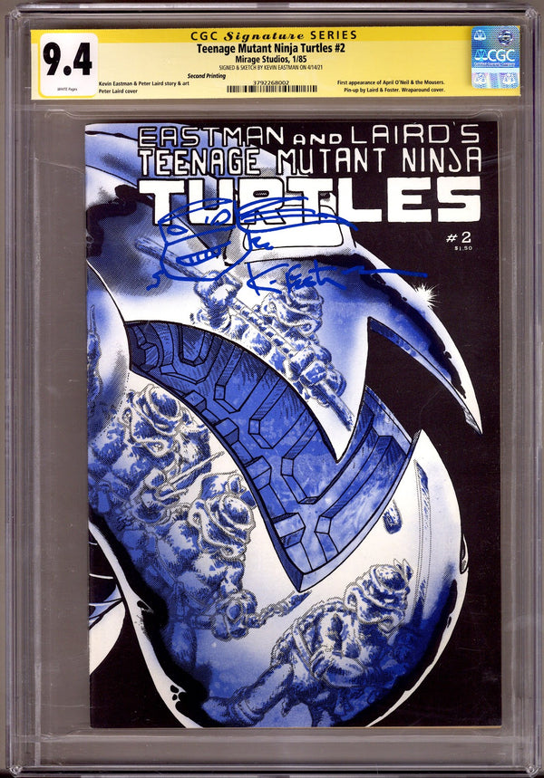 Teenage Mutant Ninja Turtles Vol 1 2 CGC 9.4 (NM)   (1985)   2nd Print  Signed / Remarked x1 Cover Kevin Eastman