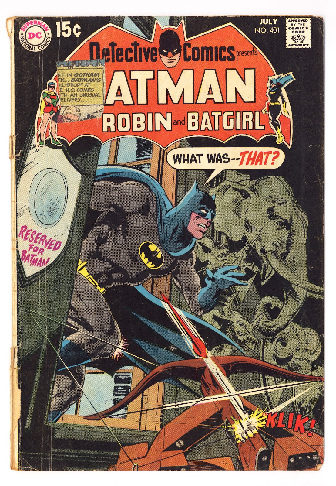 Detective Comics Vol 1 401 FR (1.0) Cover Detached (1970) 