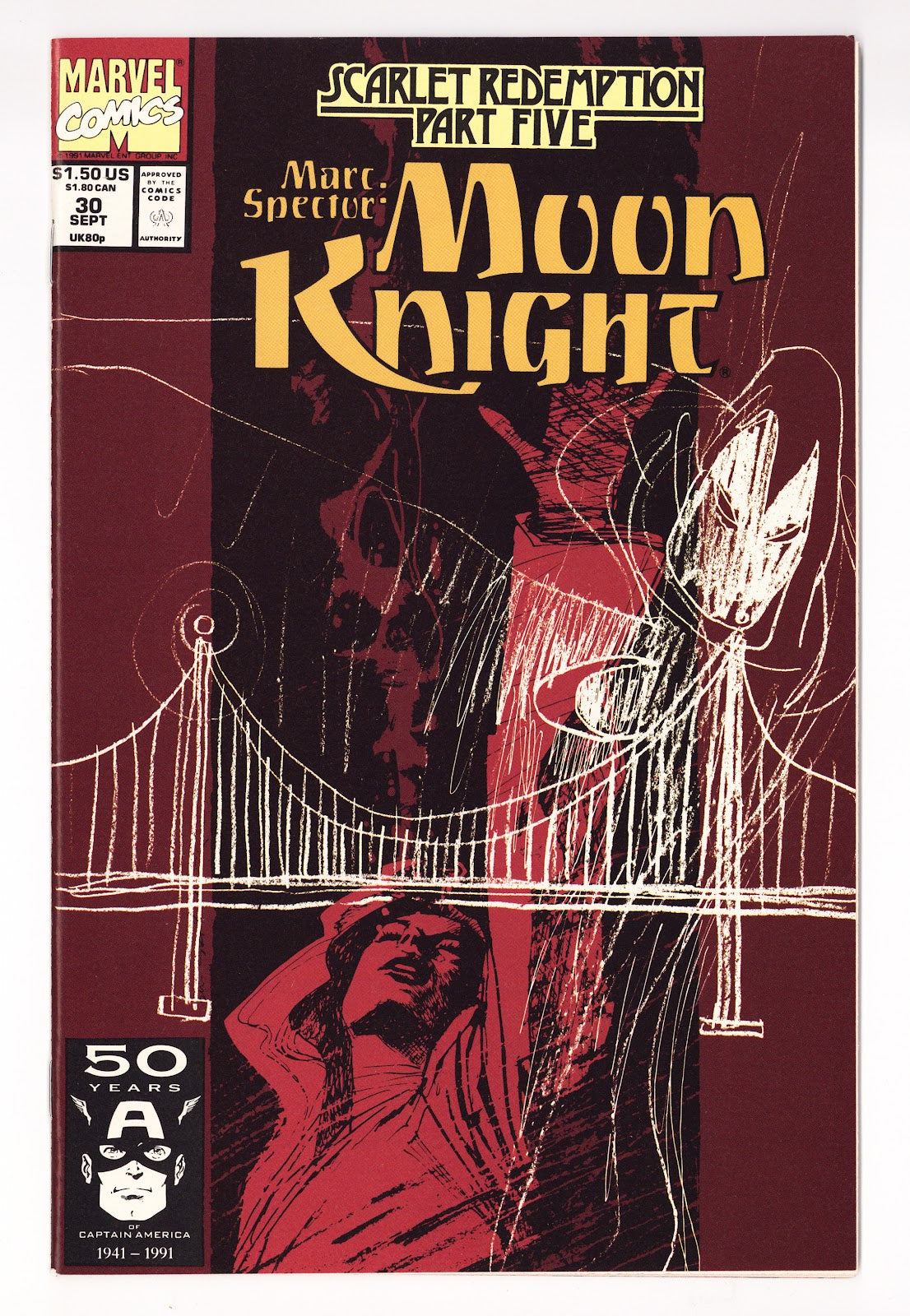 Marc Spector: Moon Knight Vol 1 30  High Grade   (1991)     