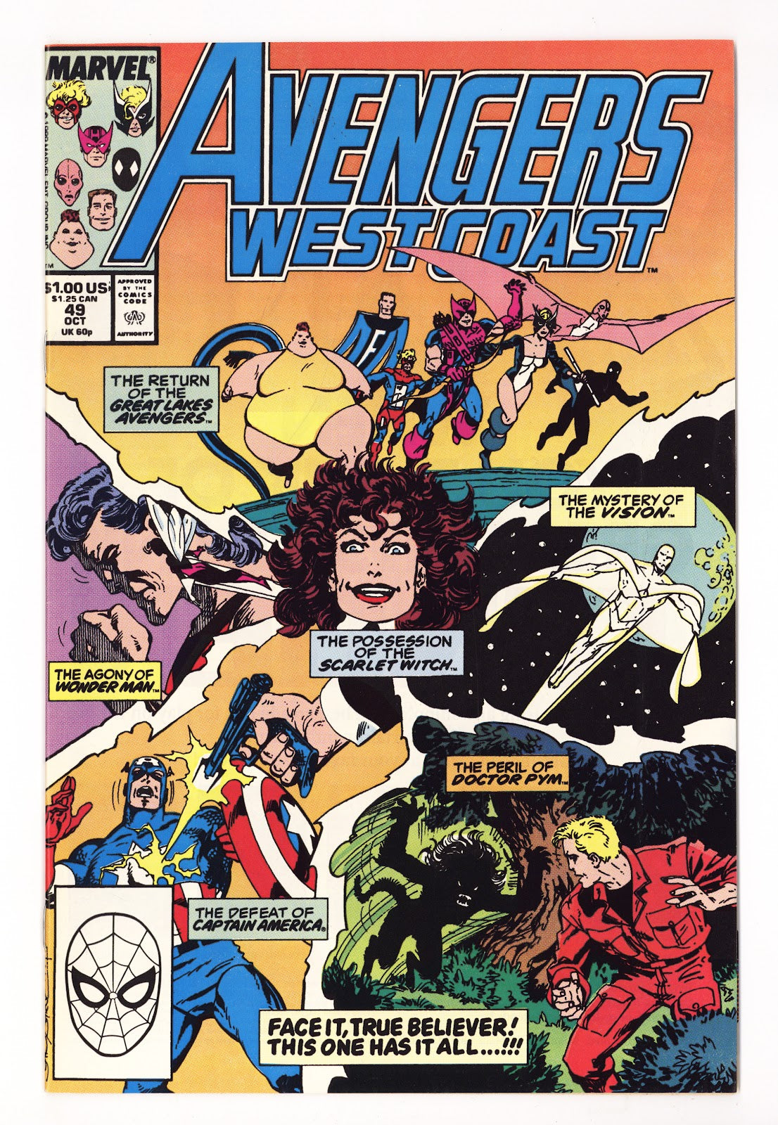 Avengers West Coast Vol 2 49  High Grade   (1989)   Direct  