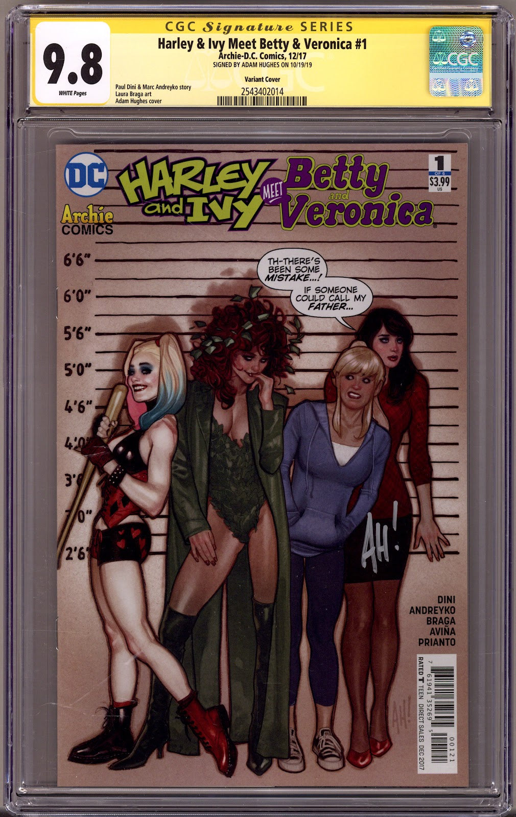 Harley & Ivy Meet Betty & Veronica 1 CGC 9.8 (NM/M) (2017) Hughes Variant Signed x1 Cover Adam Hughes 