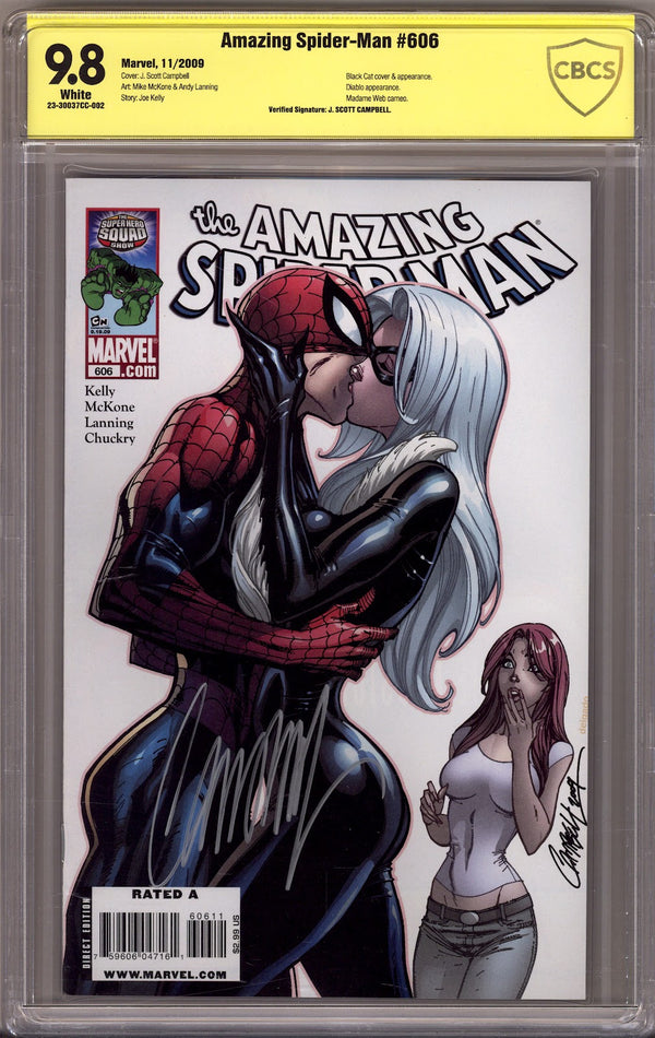 The Amazing Spider-Man Vol 2 606 CBCS 9.8 (NM/M) (2009) Signed x1 Cover J. Scott Campbell