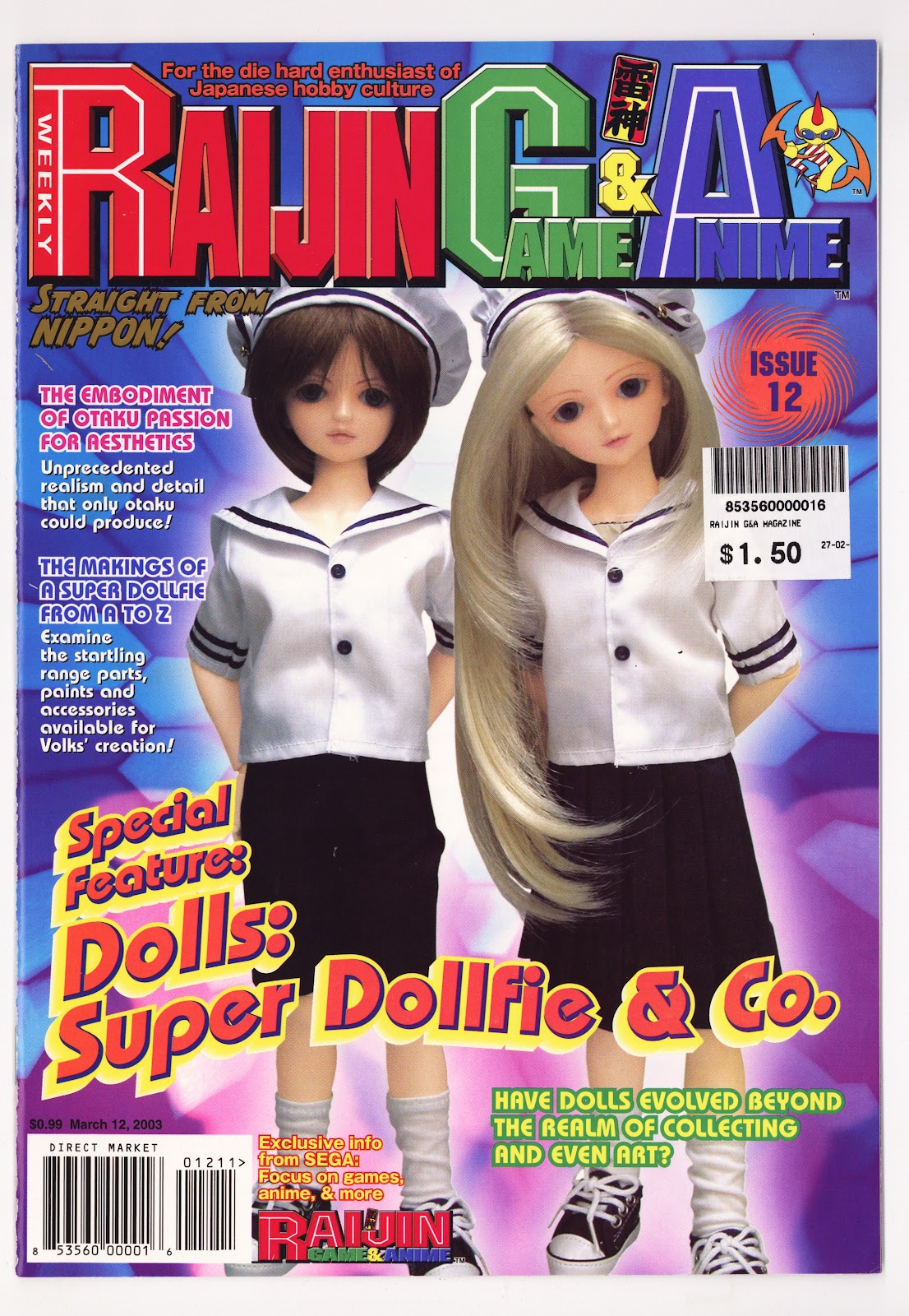 Raijin Game & Anime Magazine   12  High Grade Sticker On Cover  (2003)