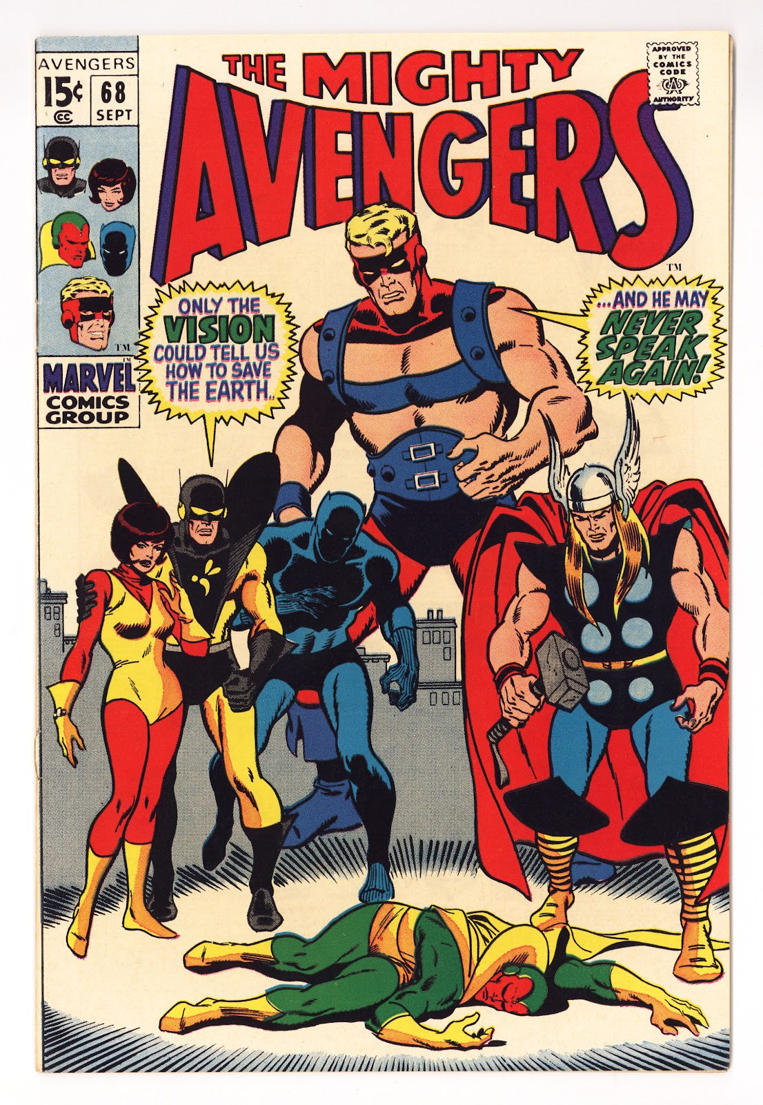 The Avengers Vol 1 68 FN/VF (7.0) App, Bottom Staple Detached (1969) 