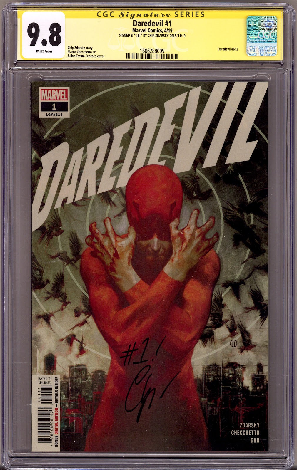 Daredevil Vol 6 1 (613) CGC 9.8 (NM/M) (2019) Signed x1 Cover Chip Zdarsky 