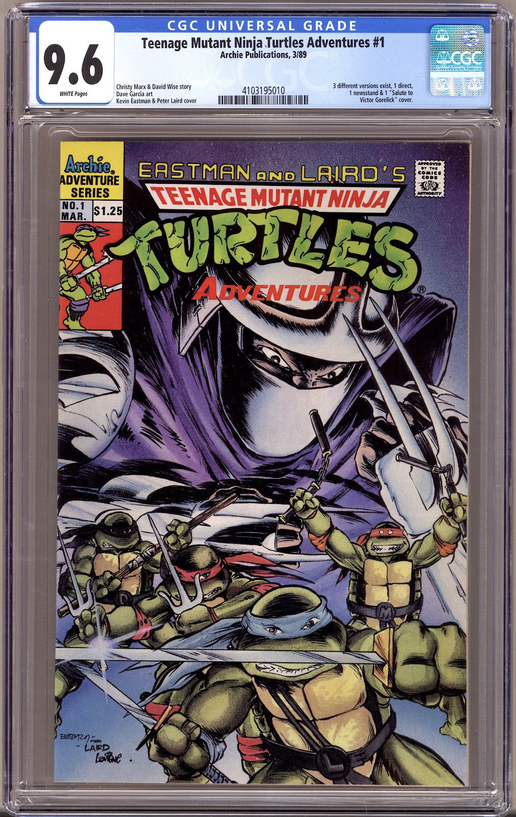 Teenage Mutant Ninja Turtles Adventures Vol 2 1 CGC 9.6 (NM+)   (1989)   Canadian Price Variant