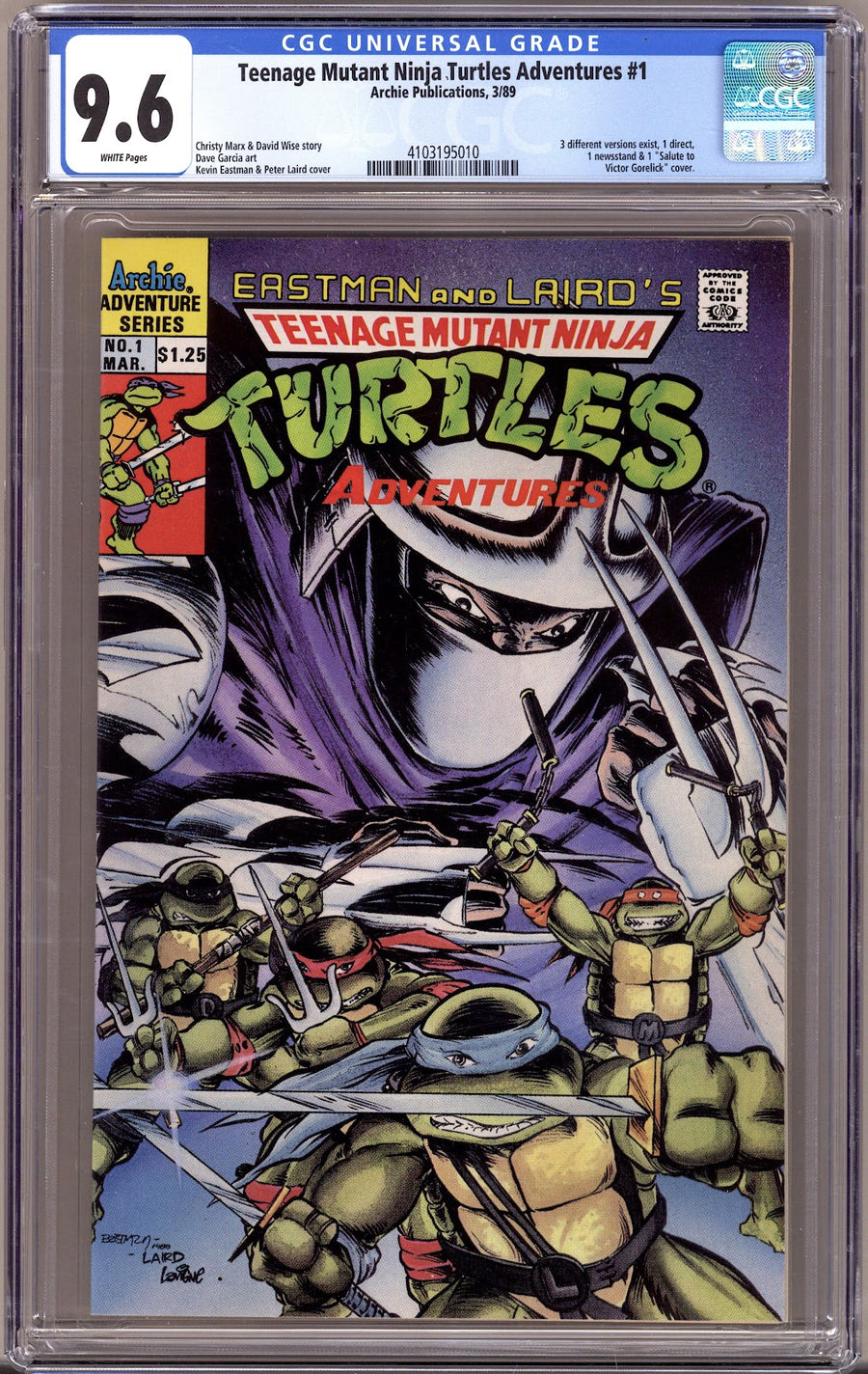 Teenage Mutant Ninja Turtles Adventures Vol 2 1 CGC 9.6 (NM+)   (1989)   Canadian Price Variant