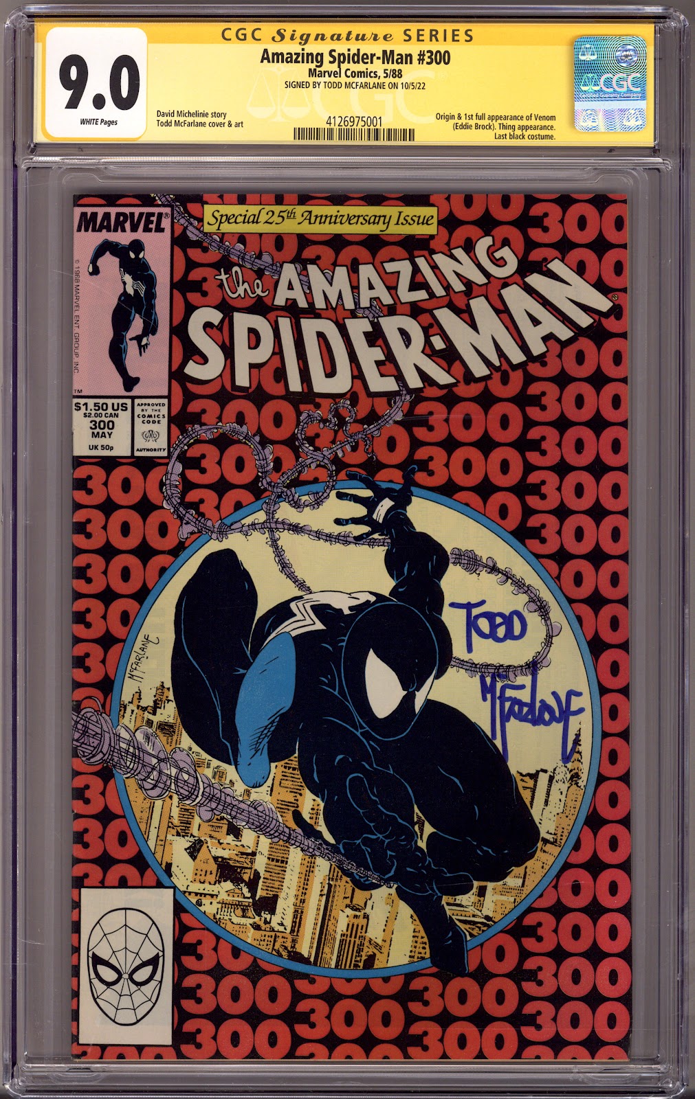 The Amazing Spider-Man Vol 1 300 CGC 9.0 (VF/NM) (1988) Signed x1 Cover Todd McFarlane 