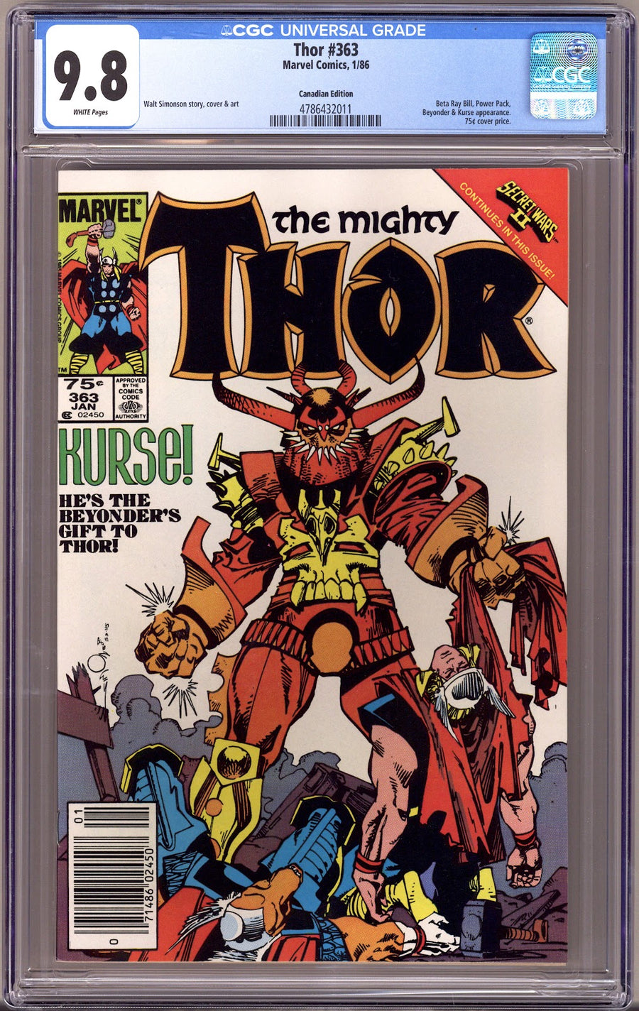 Thor Vol 1 363 CGC 9.8 (NM/M)   (1986)   Canadian Price Variant