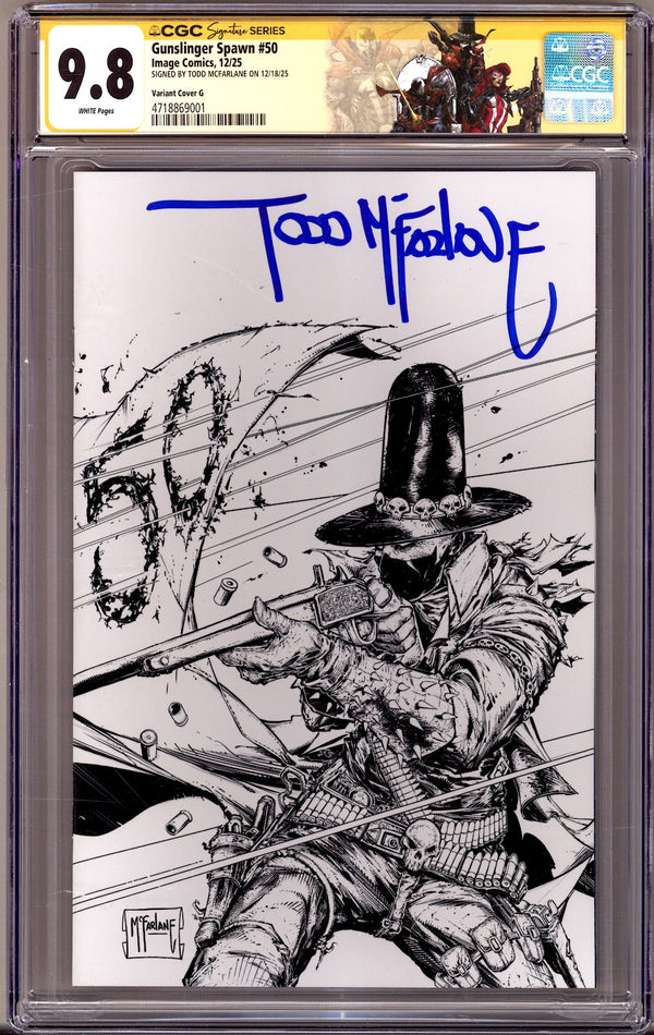 Gunslinger Spawn 50 CGC 9.8 (NM/M) (2026) McFarlane Virgin Sketch Incentive Variant Signed x1 Cover Todd McFarlane